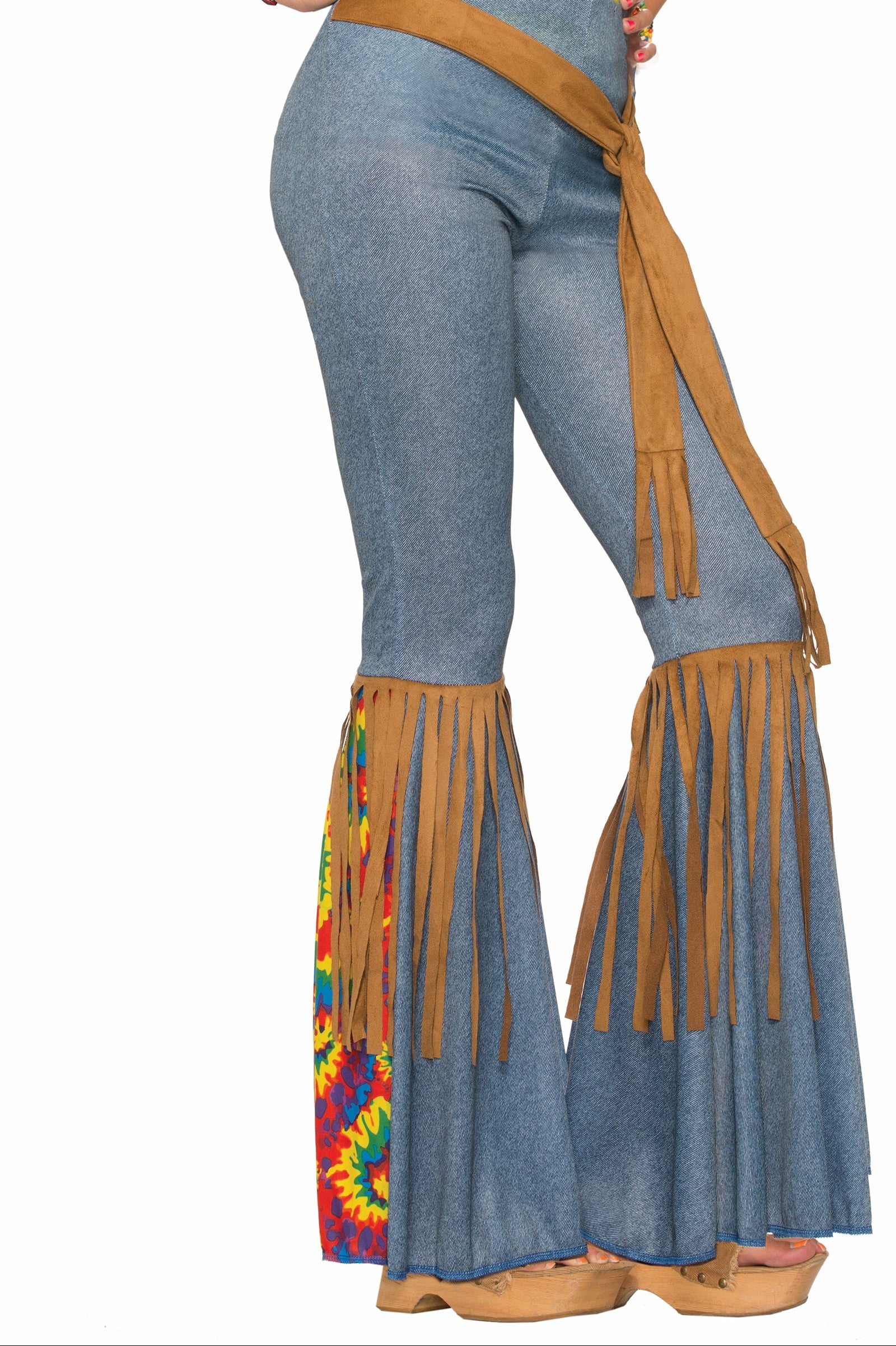 Womens Bell Bottom Hippie Costume Pants with Belt