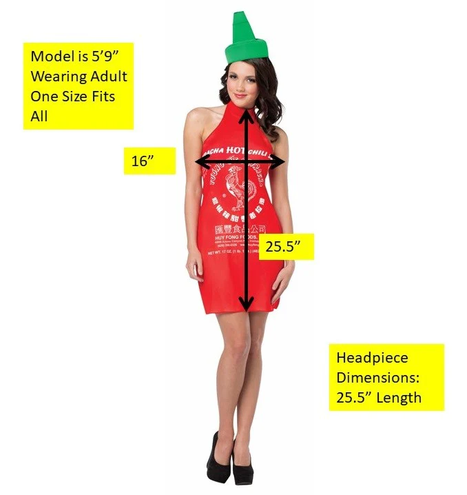 Womens Sriracha Sauce Dress & Headband Costume - Image 4