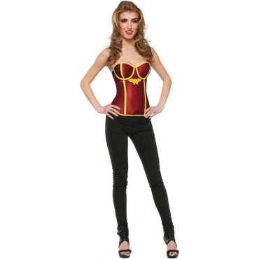 Womens Wonder Woman Fishnet Overlay Corset